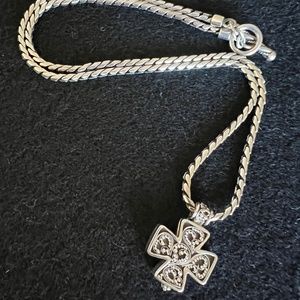 Lois Hill Cross Locket Necklace and Chain .925 S 19" Long w/ LH Leather Gift Box
